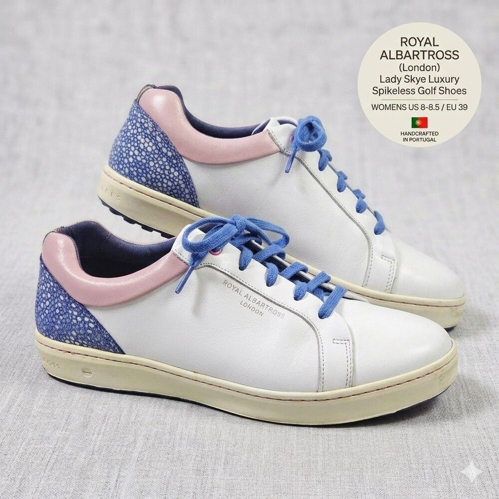 Royal Albartross Lady Skye Premium Luxury Golf Shoes White Pink Size US 8 8.5 39